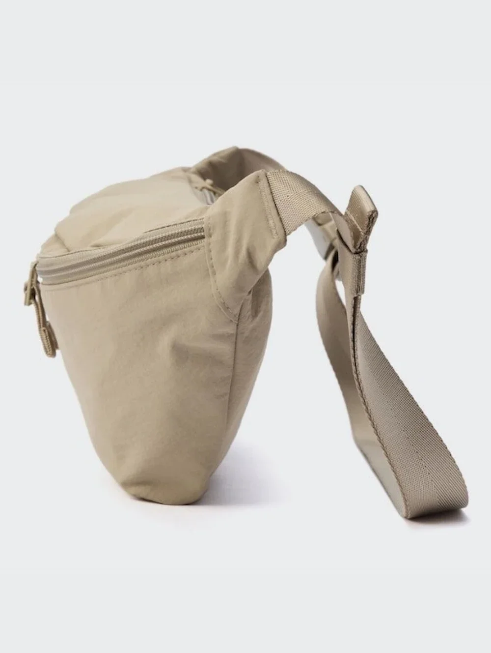 Uniqlo Nylon Crossbody Bag Funny Pack Waist Shoulder Handbag Beige Khaki Pockets - Picture 2 of 16